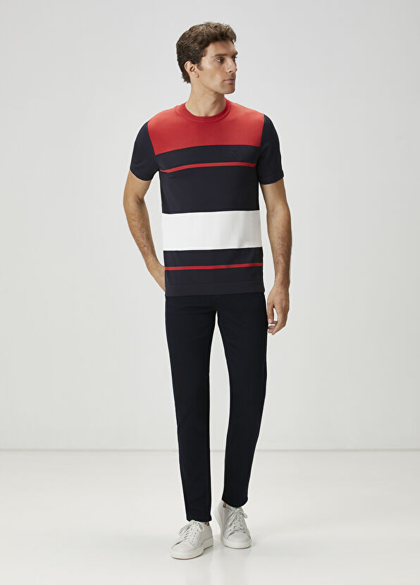 Beymen Club Lacivert Colorblocked Kısa Kollu Kazak - 2