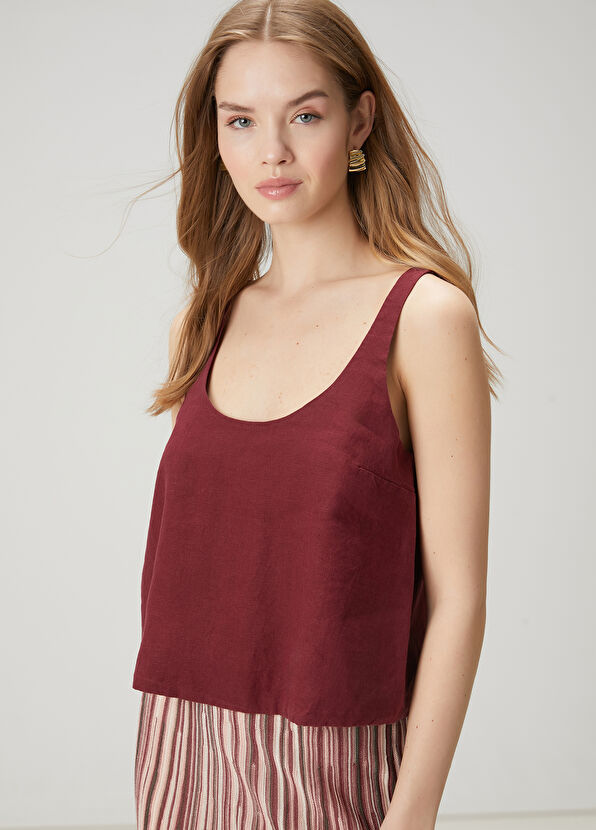 Beymen Club Bordo Keten Bluz - 4