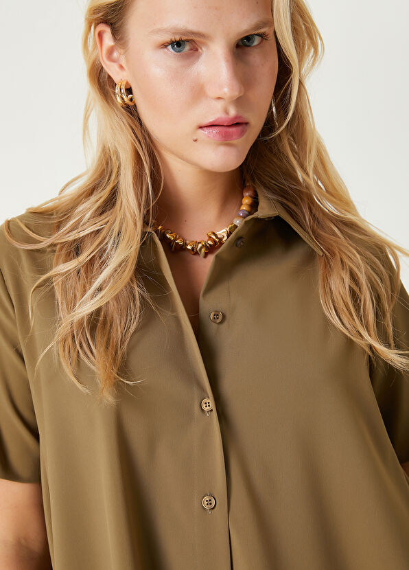 Beymen Club Haki Mini Gömlek Elbise - 2