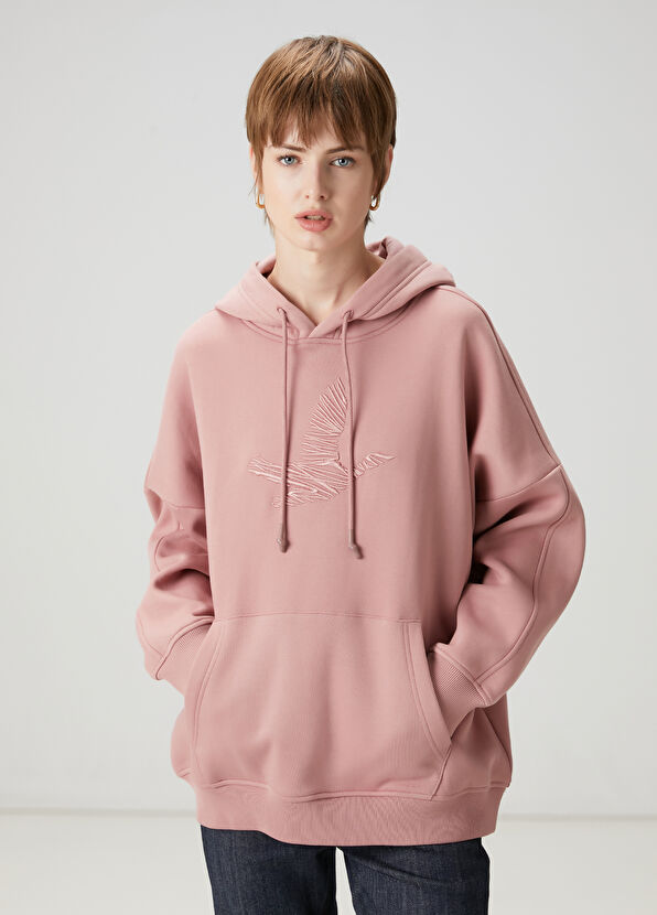Beymen Club Gül Kurusu Kuş Nakışlı Kapüşonlu Sweatshirt - 1