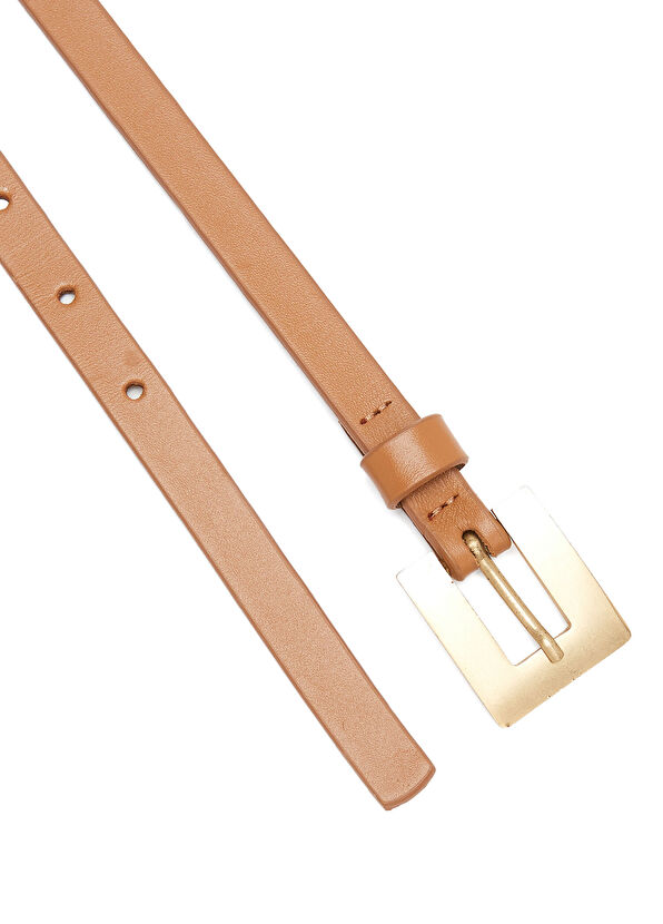 Beymen Club Bej Kalın Tokalı Kadın Deri İnce Kemer - 2