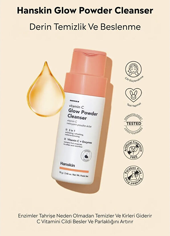 Hanskin Vitamin C Glow Powder Cleanser C Vitaminli Aydınlatıcı Yüz Temizleyici Toz 70 gr - 3
