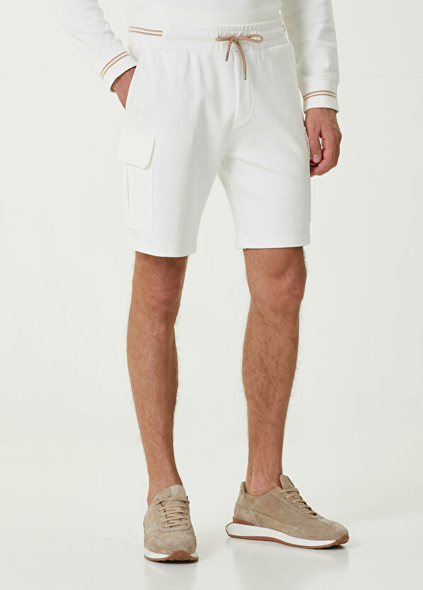 Beymen Club Beyaz Beli Kordonlu Kargo Jersey Şort - 2