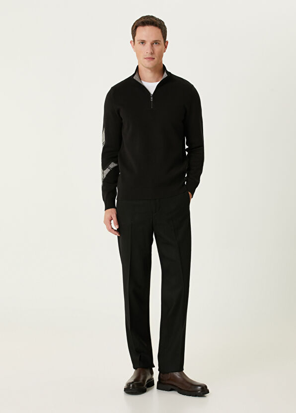 Siyah Yakası Fermuarlı Kaz Jakarlı Kazak Beymen Club Siyah Yakası Fermuarlı Kaz Jakarlı Kazak - 3