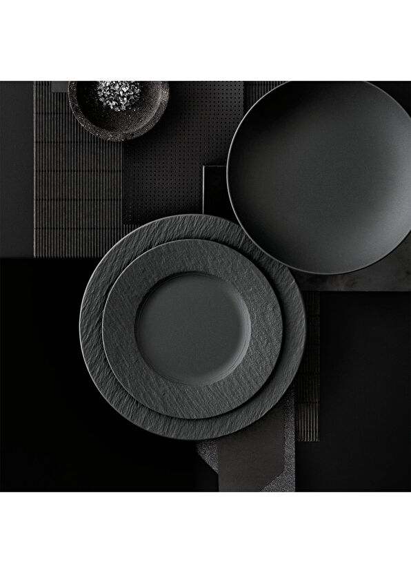 Villeroy & Boch Manufacture Rock Siyah Porselen Pasta Tabağı 22 cm - 2