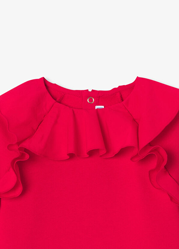 Jacadi Paris Parlak Kırmızı Fırfırlı Yaka Polar Kız Çocuk Sweatshirt - 3