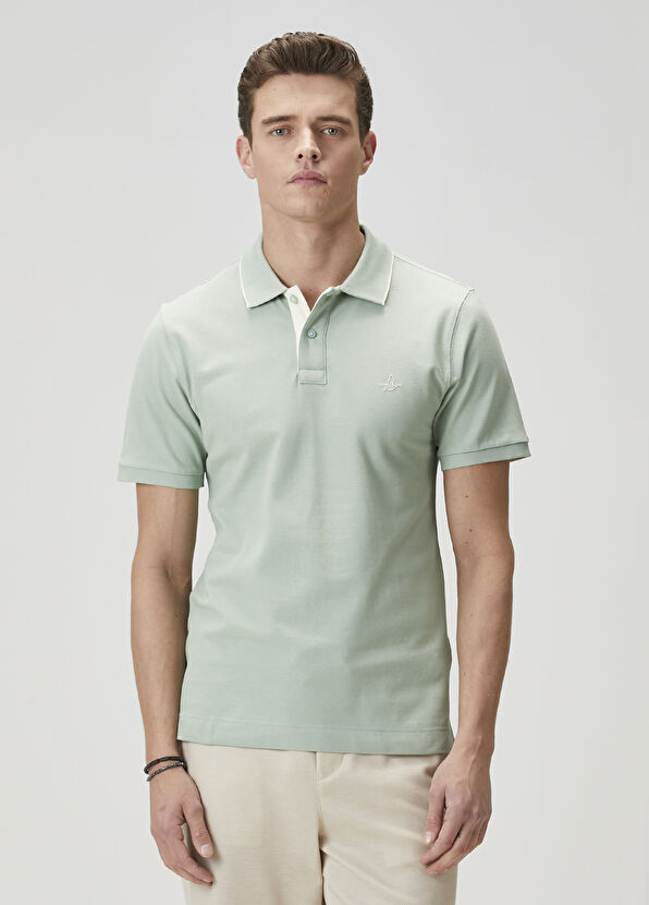 Beymen Club Basic Fit Green Polo Neck T-Shirt - 2