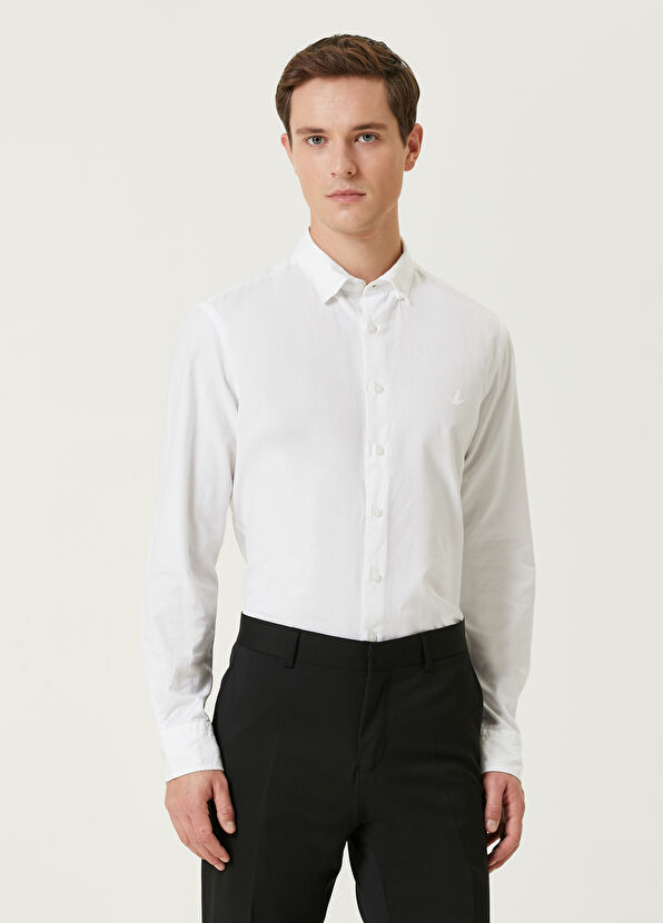Beymen Club Slim Fit Beyaz Gizli Düğmeli Yaka Gömlek - 1