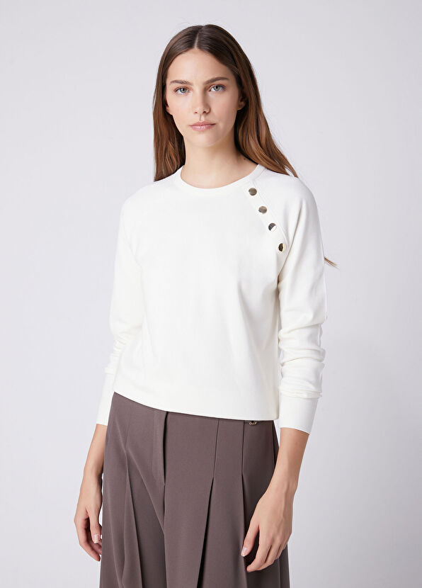 Beymen Club Off-White Button Detailed Sweater - 1