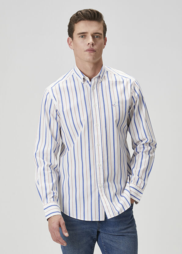 Beymen Club Comfort Fit Beyaz Çizgi Desenli Gömlek - 3