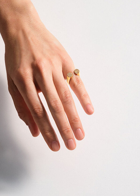 Proje 1 Double Headed Seljuks Women's Gold Ring - 2