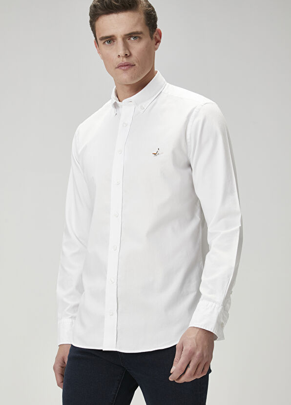 Beymen Club Slim Fit White Oxford Shirt - 2