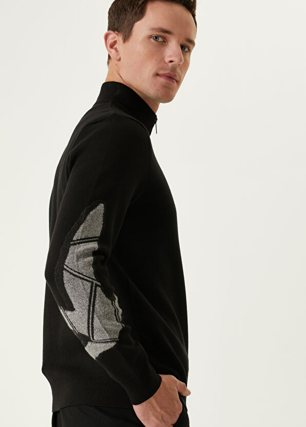 Siyah Yakası Fermuarlı Kaz Jakarlı Kazak Beymen Club Siyah Yakası Fermuarlı Kaz Jakarlı Kazak - 2