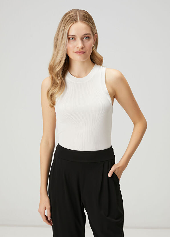 Beymen Club Off-White Flush Basic Knit Tank Top - 1