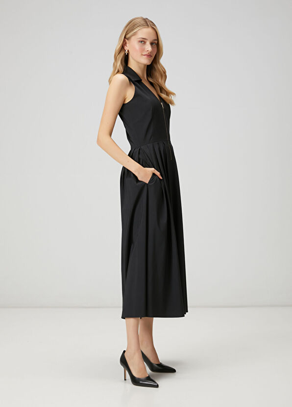 Beymen Club Black Midi Taffeta Shirt Dress - 3