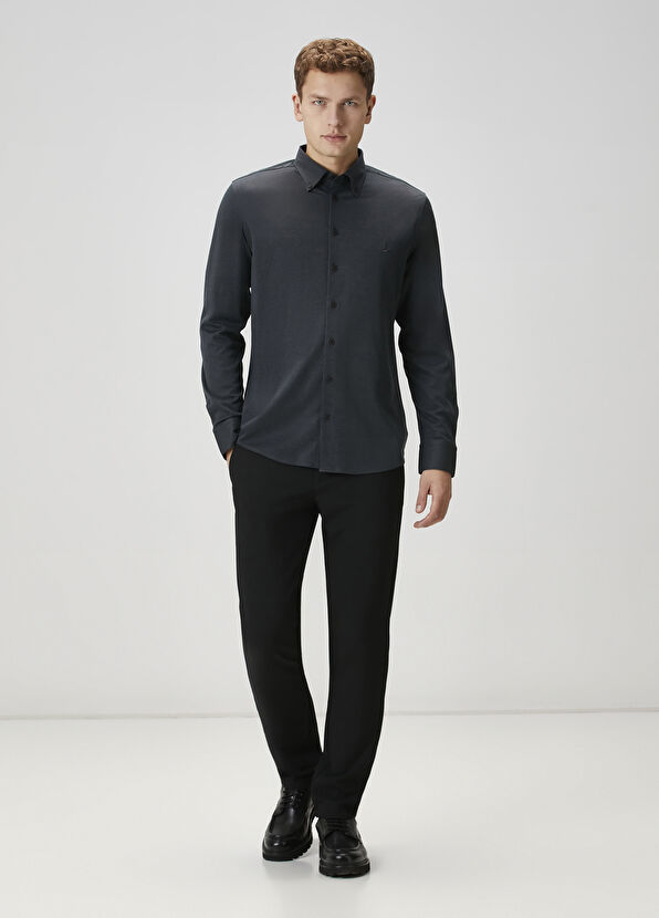Beymen Club Slim Fit Antrasit Pensli Örme Gömlek - 3