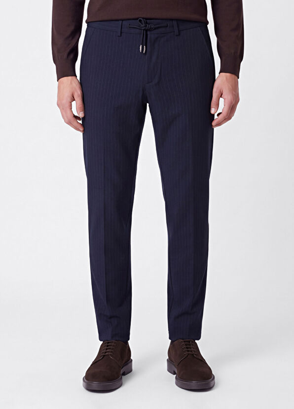 Beymen Club Regular Fit Navy Blue Striped Patterned Sports Tro - 2