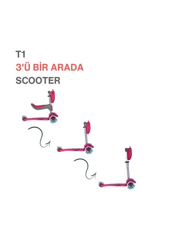 SmarTrike T1 Pink 3-in-1 Kids Scooter with Seat and Bag - 2