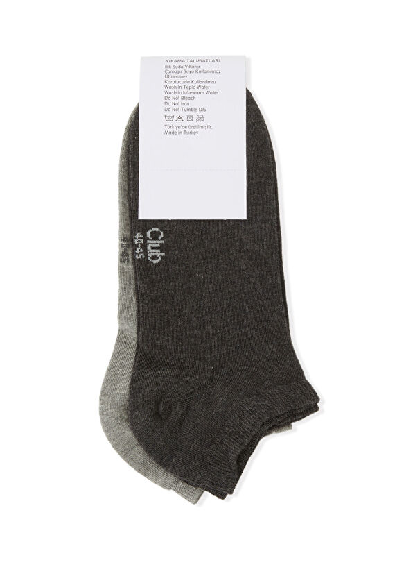 Beymen Club Grey Anthracite Men's 2-Pack Booties Socks Set - 2