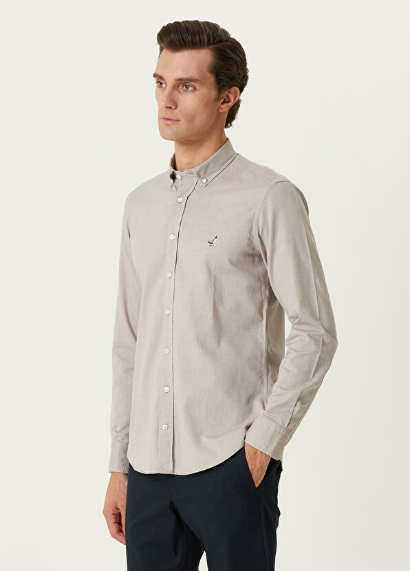 Beymen Club Slim Fit Vizon Oxford Gömlek - 4