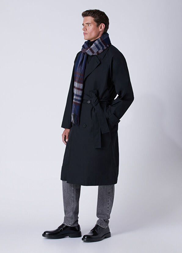 Beymen Club Navy Blue Plaid Men's Wool Scarf - 2