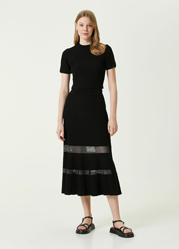 Beymen Club Black Crew Neck Ottoman Short Sleeve Sweater - 2