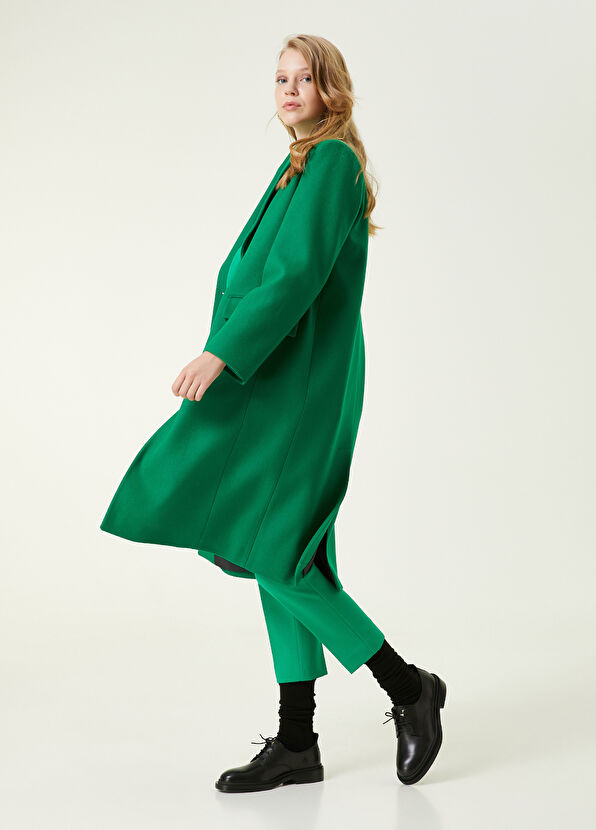 Beymen Club Yeşil Kelebek Yaka Kaşe Yün Palto - 1