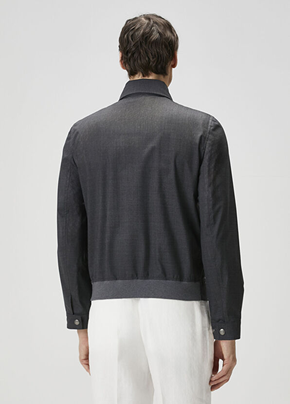 Koyu Gri Yün Mont - Görsel 5