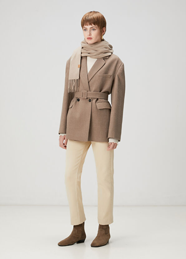 Beymen Club Camel Kruvaze Oversize Yün Blazer - 2