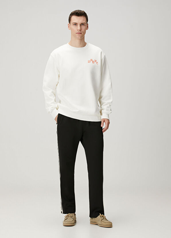 Drôle De Monsieur Beyaz Logo Nakışlı Sweatshirt - 2