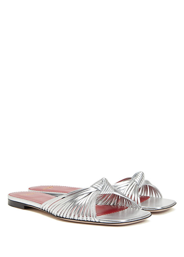 Valentino Garavani Silver Women's Leather Slippers - 2