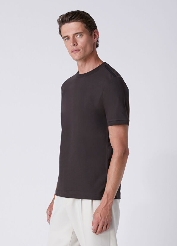 Beymen Club Basic Fit Brown Shoulder Goose Flex Detail T-Shirt - 4