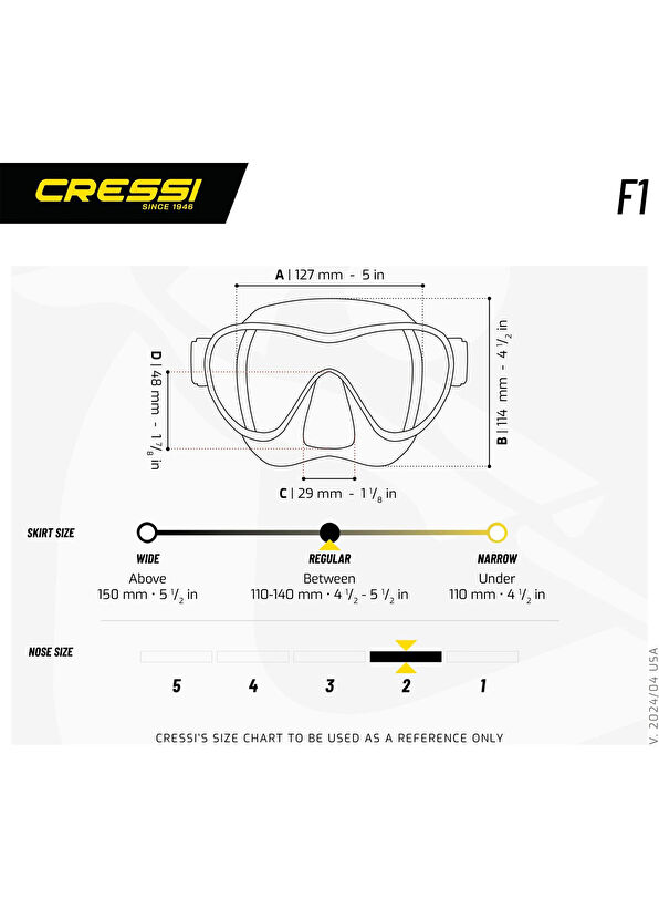 Cressi F1 Black Blue Orange Lens Unisex Diving & Swimming Mask - 4