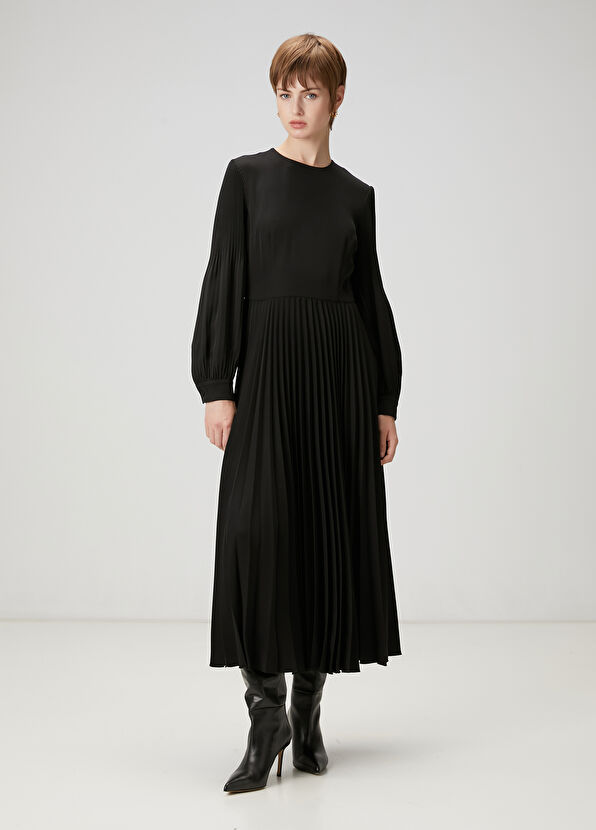 Beymen Club Black Pleated Midi Dress - 2