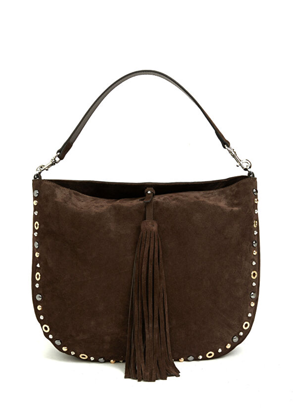 Beymen Club Kahverengi Trok Detaylı Kadın Süet Çanta - 1