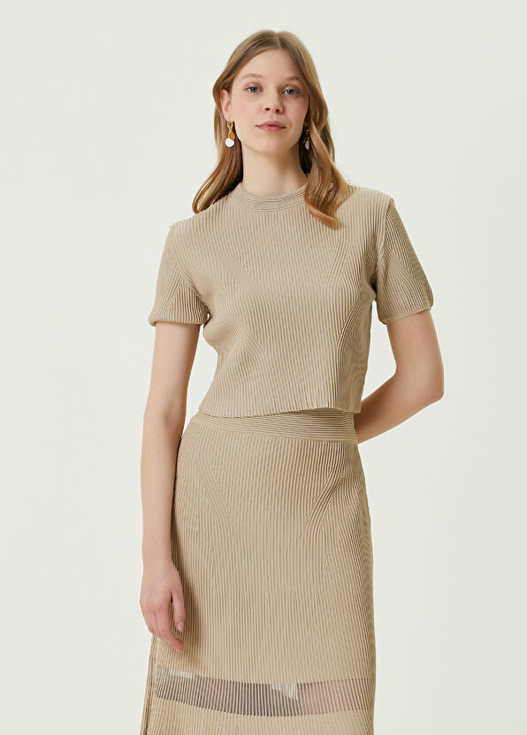 Beymen Club Bej Bisiklet Yaka Ottoman Dokulu Kazak - 1