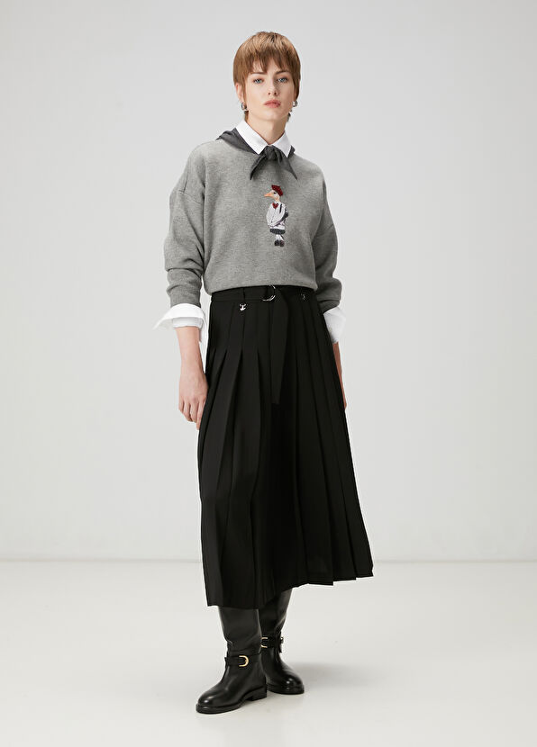 Beymen Club Siyah Pileli Midi Etek - 1