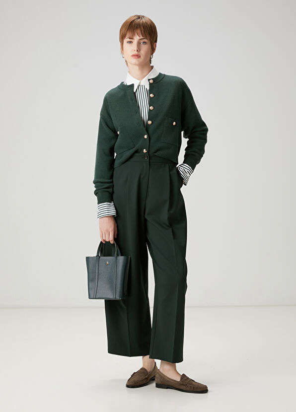 Beymen Club Dark Green Pleated Pants - 1