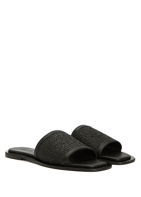 Beymen Club Siyah Rafya Dokulu Kadın Deri Terlik - 2