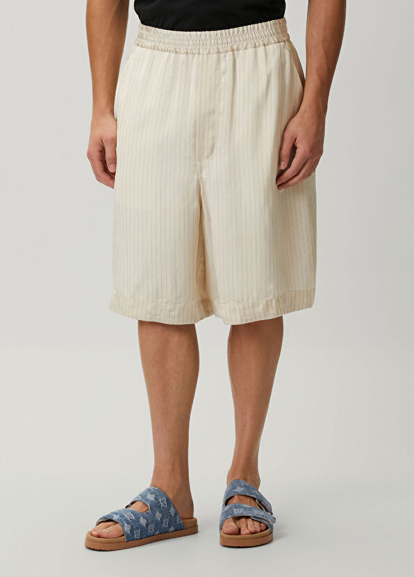 Dsquared2 Baseball Bej Çizgi Desenli Bermuda - 2
