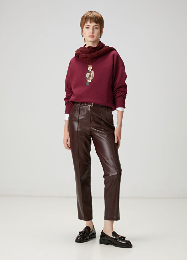 Beymen Club Bordo Deri Pantolon - 1