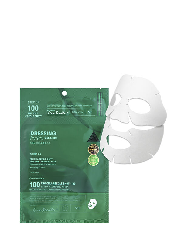 VT Cosmetics Pro Cica Reedle Shot 100 Mask 2 Adımda Mikro Bakımlı Cica Özlü Hidrojel Yüz Maskesi 1,5 gr + 33 gr  - 1