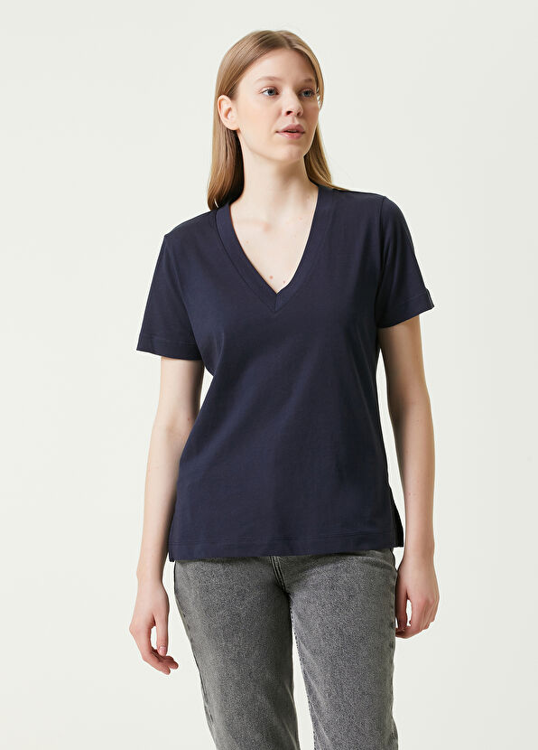 Beymen Club Lacivert V Yaka Basic T-shirt - 1