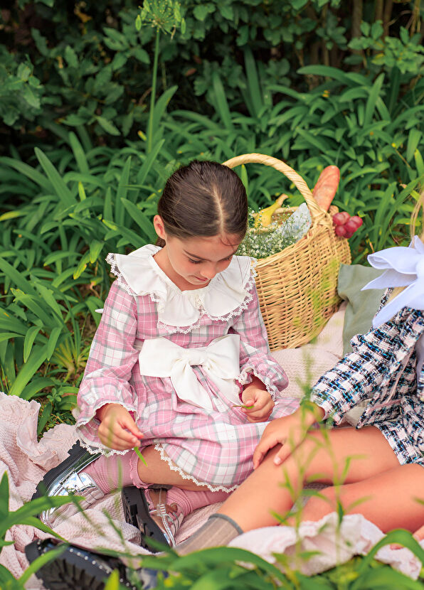 Lilly Bliss Clara Pembe Ekose Desenli Kız Çocuk Elbise - 3