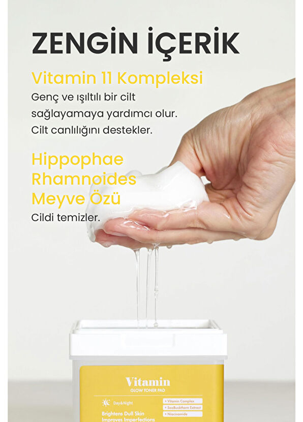 Dermal Vitamin Glow Toner Pad 120 Pieces Skin Brightening and Vitamin Complex Tonic Pad 180 ml - 3