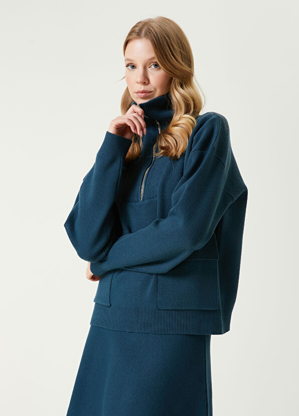 Beymen Club Petrol Fermuarlı Kazak - 1