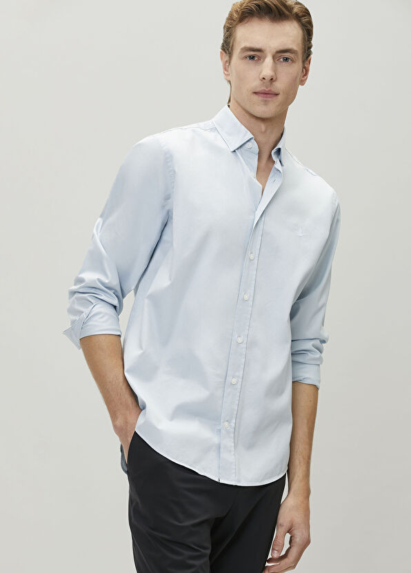 Beymen Club Comfort Fit Blue Tencel Twill Shirt - 2