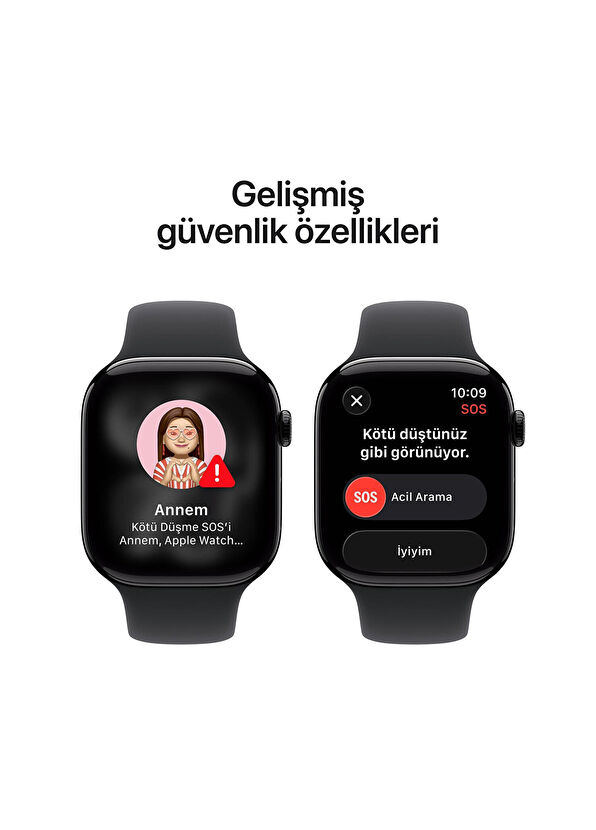 Apple Watch Series 11 GPS 46mm Simsiyah Alüminyum Kasa ve Siyah Spor Kordon Akıllı Saat MEUW4TU/A - S/M - 3