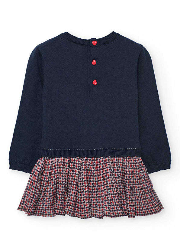 Boboli Navy Blue Animals Patterned Long Sleeve Girls' Dress - 2