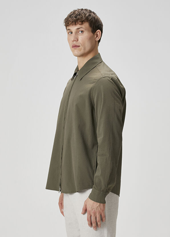Beymen Club Dark Khaki Embossed Outer Shirt - 4